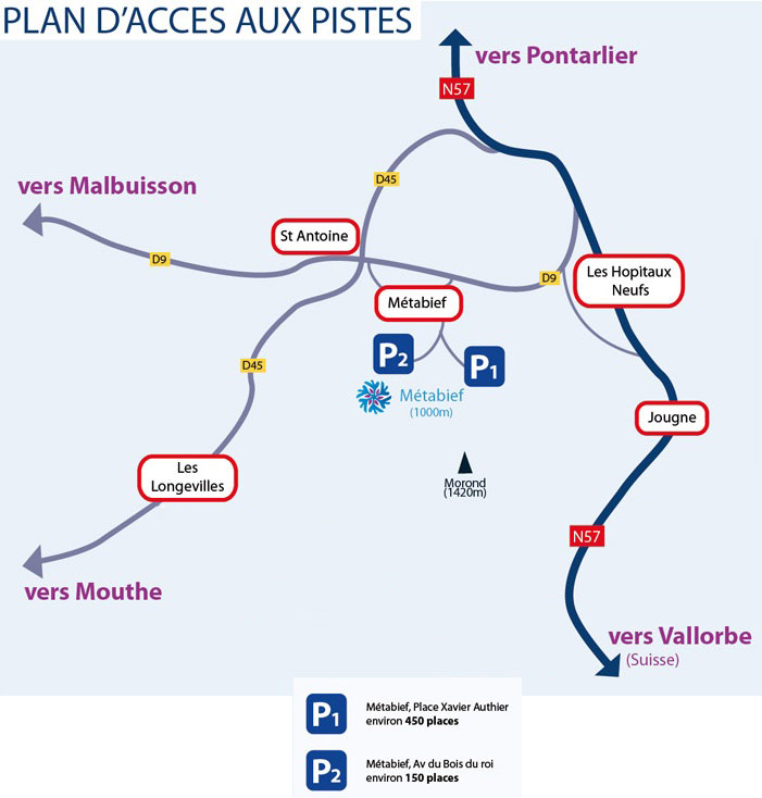 plan d'acces aux pistes